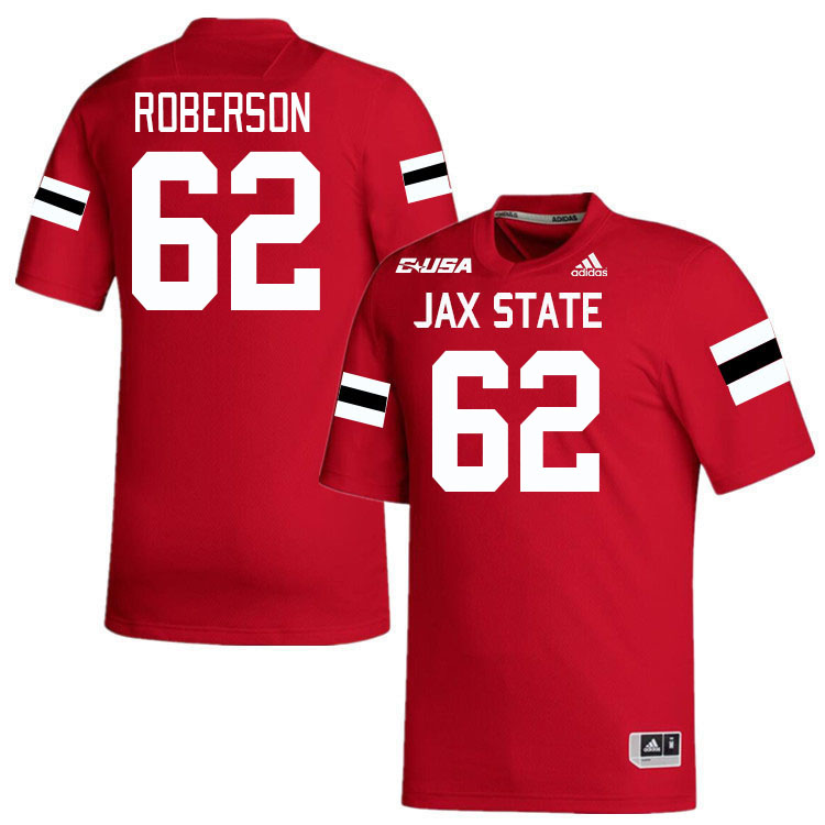 #62 Cole Roberson Jacksonville State Gamecocks College Football Jerseys Stitched-Red